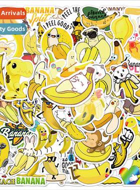 50 Banana Stickers Cute Yellow Fruit Decorative Drip Vinyl C