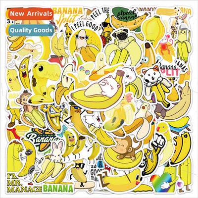 50 Banana Stickers Cute Yellow Fruit Decorative Drip Vinyl C