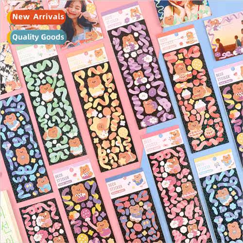 Painted cute bear laser handbook stickers Korean Guca photo