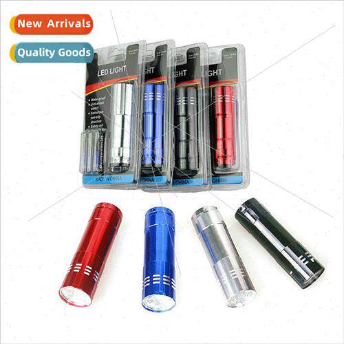 9LED aluminum alloy strong light flashlight outdoor mini por
