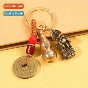 Chinese  pure brass brave hollow open cover gourd creative r