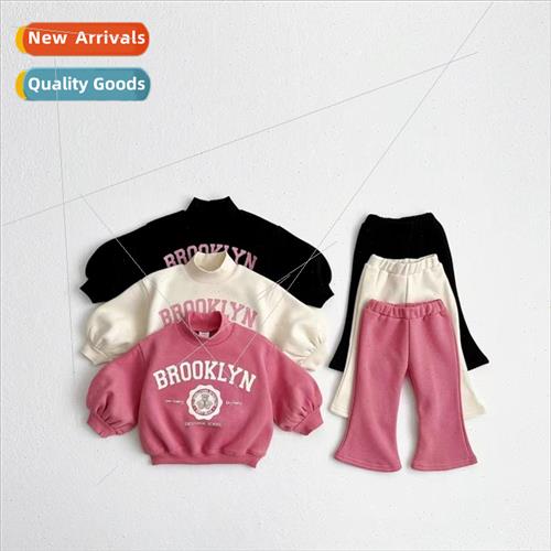 Korean  of the 23 baby stand-up collar letters sweater flare