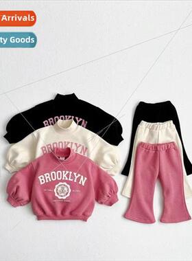 Korean  of the 23 baby stand-up collar letters sweater flare