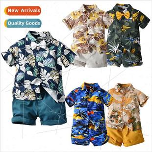 floral shirt two short piec casual sleeved shorts Summer boy