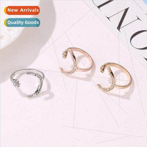 Crescent Moon Ring Fashion Star and Moon Ring Ethnic Style S