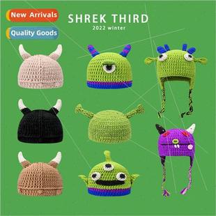 female warm hundred hat Shrek cute winter cap Quirky knitted