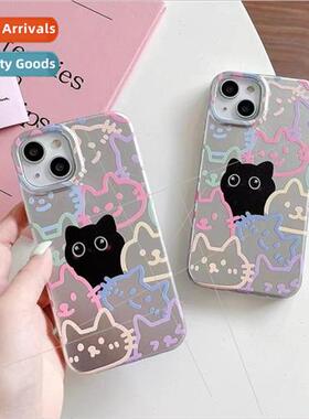 Full screen colorful lines cat 适用 iPhone 13PM case 12/11 A