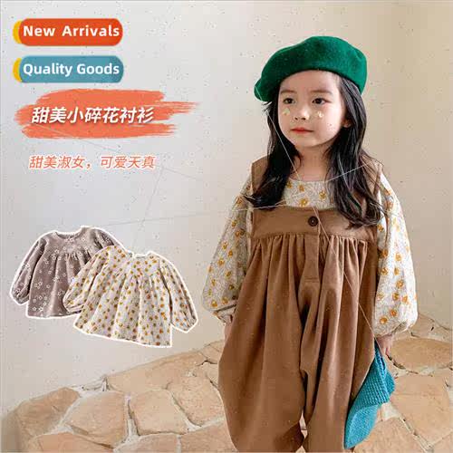 girls fresh Mori system blouse childrens 适用eign- floral sh