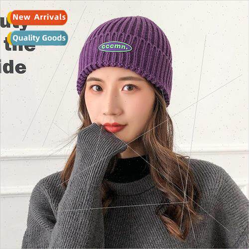 Korea letters knitted hat female fall and winter Korea versa