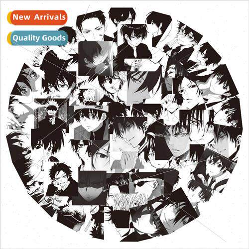 50 black and white male head stickers secondary  black and w