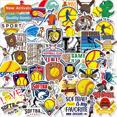 50 Yellow Softball StickersSoftball Stickers Skateboard Guit
