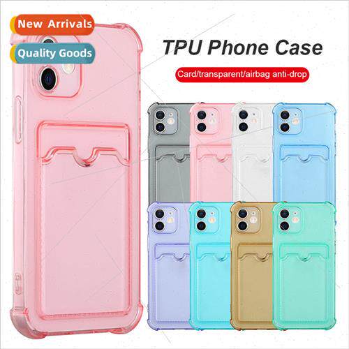 iPhone14 Transparent Card Holder Phone Case 13 Four Corners