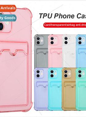 iPhone14 Transparent Card Holder Phone Case 13 Four Corners