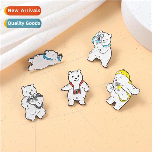 White Bear Take Camera Metal Badge Clothing Accessories Scar