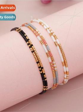 ins double layer color clashing rice beads hand woven beaded