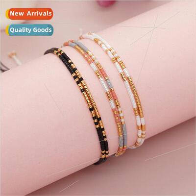 ins double layer color clashing rice beads hand woven beaded