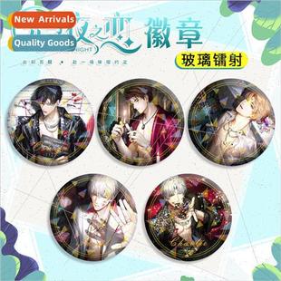 Bar Mad Frosted Back Metal Brooch Fantasy Star Laser Glass