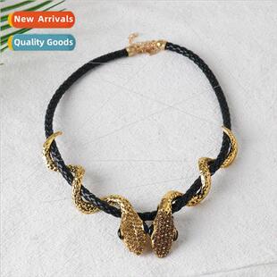 New Wind Double Snake Dance Trend Necklace Drilling Snake Je