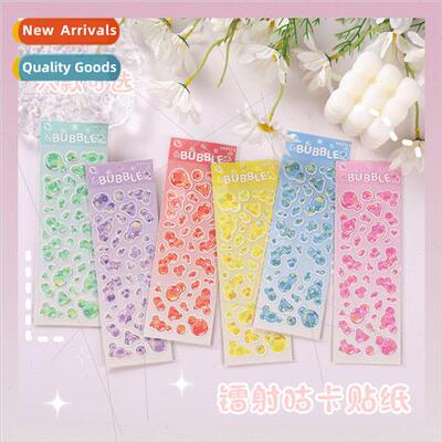 Korea bubble glitter stickers color laser goo card photo sma