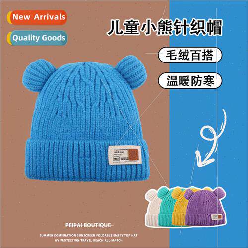 Childrens hats fall and winter cute bear ears knitted cute c