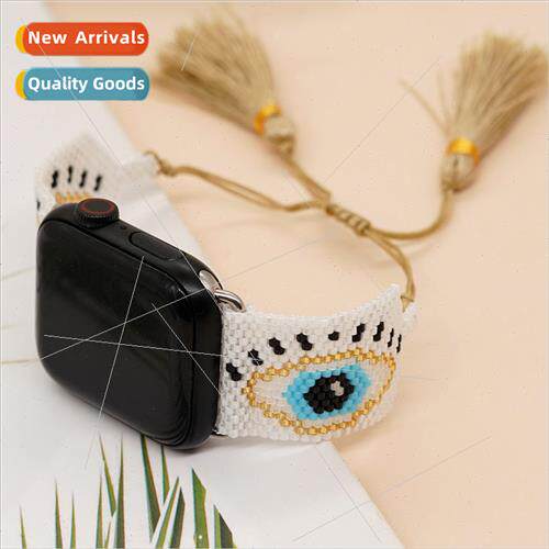适用 Apple Watch Bohemian Style Rice Bead Hand-Woven Geometr