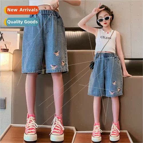 Summer girls embroidered shorts 2023 summer new middle and l