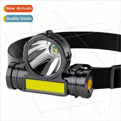 Headlamp outdoor cob rechargeable head mounted flashlight le