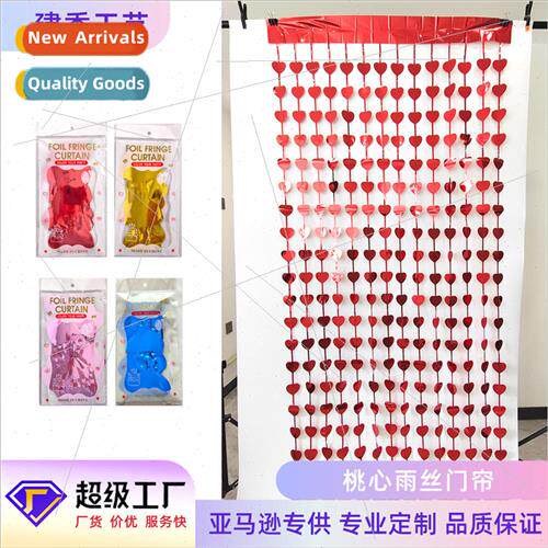 Valentines Day Party Rain Curtains Red Pink Heart Peach Hear
