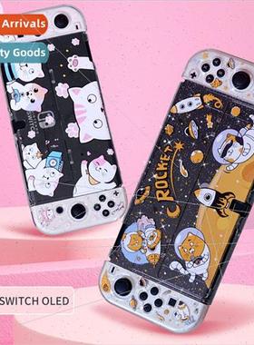 switch oled case meow cat theme design insertable base trans