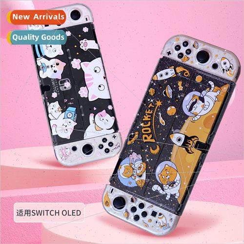 switch oled case meow cat theme design insertable base trans
