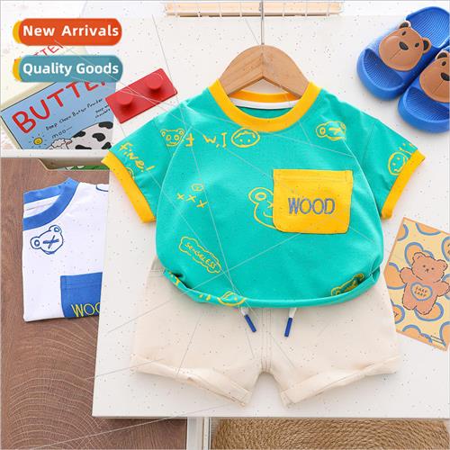Boys summer suit suit 2023 new baby clothes cotton T-shirt t