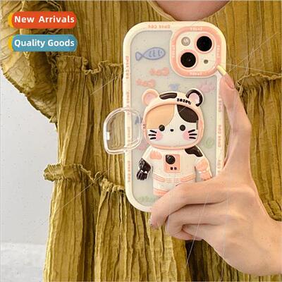 Creative Cat Astronaut Stand 适用 iPhone 13 Apple 14 Phone C