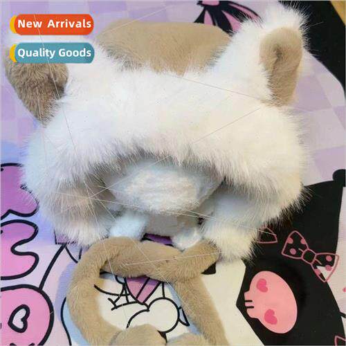 Winter hat new womens fashion warm padded fox ears set of he