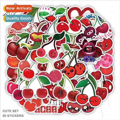 50 new cute cherry graffiti stickers decorative refrigerator