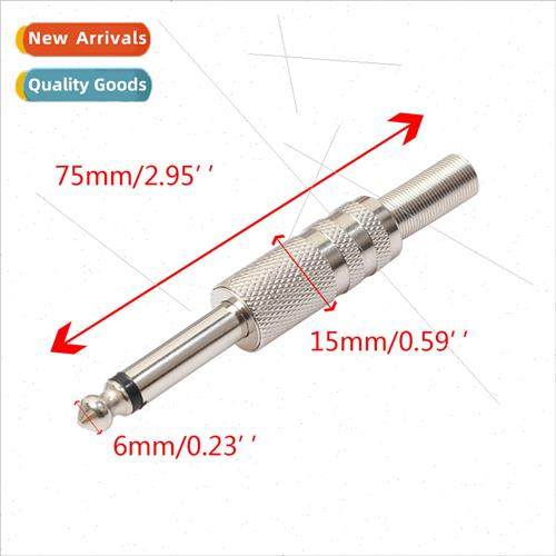 lver DIY soldered plug 6.35mm mono large 2 pole all metal mi