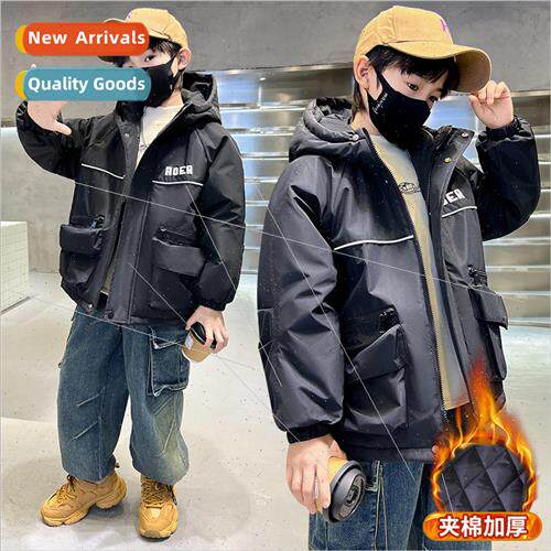 Boys clip cotton jacket fall and winter 2023 new childrens p