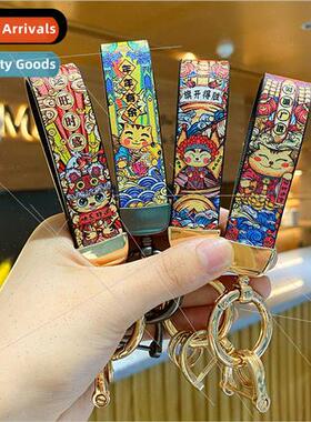 leather star cat keychain creative leather leather rope char