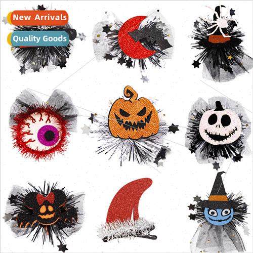 New Halloween creative hair clips spooky bat witch hat hair