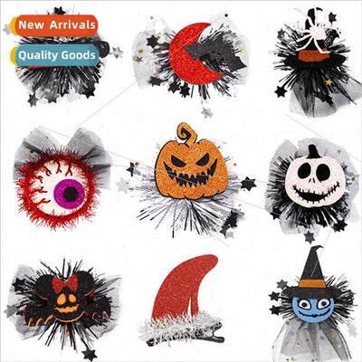 New Halloween creative hair clips spooky bat witch hat hair