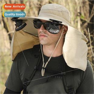 large wind power Fan brim summer rechargeable shaw cap