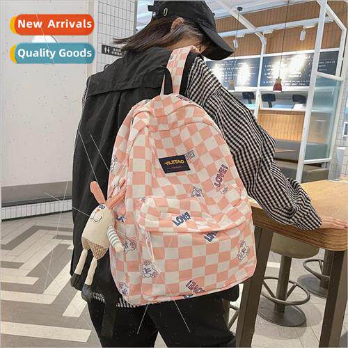 Cartoon plaid shoulder bag female new ins cute small fresh t