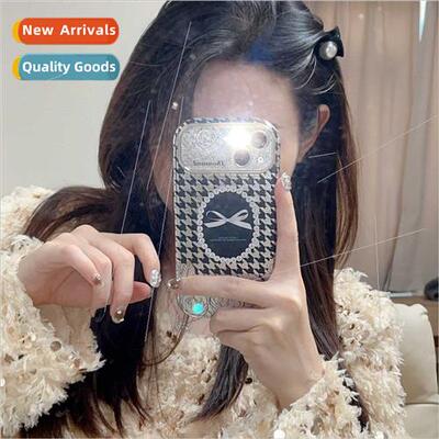 Niche ins thousand birds check pearl bow 适用 iPhone 14 phon