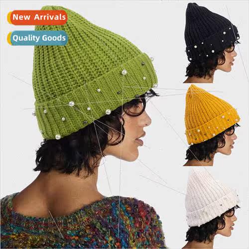 Winter new warm women without brim beading dome solid color