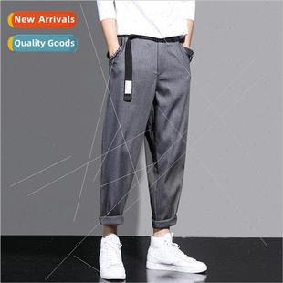 mens ice silk Autumn straight pants loose fall casual