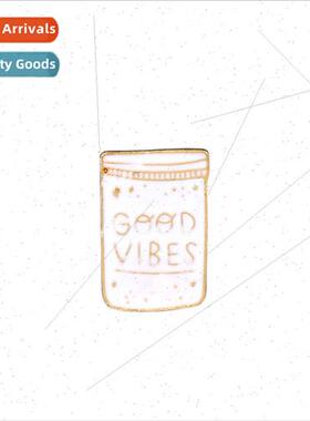 New creative letters brooch GOOD VIBES star brooch metal bad
