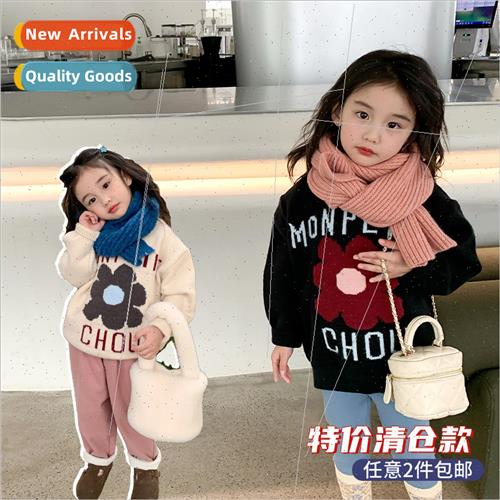 Small and medium-sized girls baby letters flowers pullover s