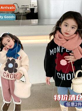 Small and medium-sized girls baby letters flowers pullover s