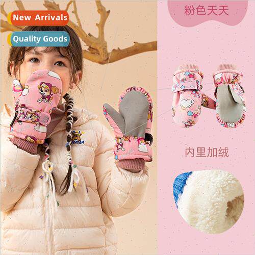 Woof team childrens ski gloves girls winter thickened warm e