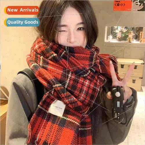 Autumn and winter imitation cashmere plaid warm couple hundr
