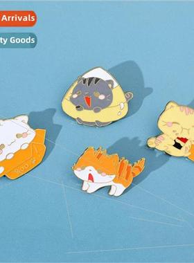Cartoon cute cat brooch carton kitten kitten eating scared m